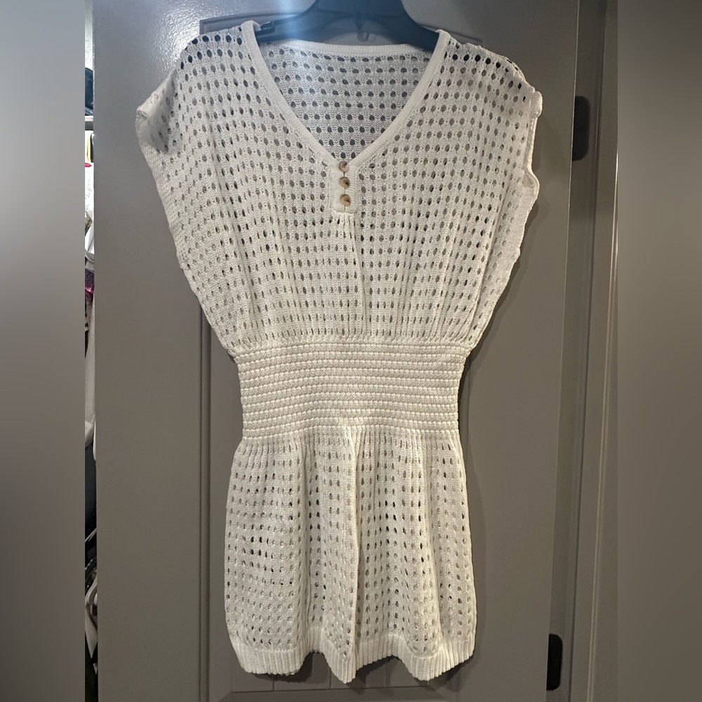 Cupshe white knit swim coverup